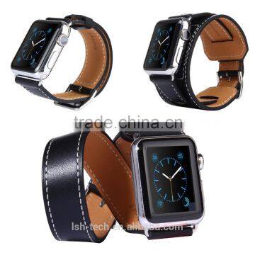 New 1:1 Original Quality Cuff Bracelet Strap Leather Watchband for Apple Watch Band 42mm 38mm With Metal Adapters photo-5