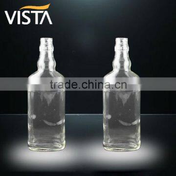 Pocket glass bottle with flat shape