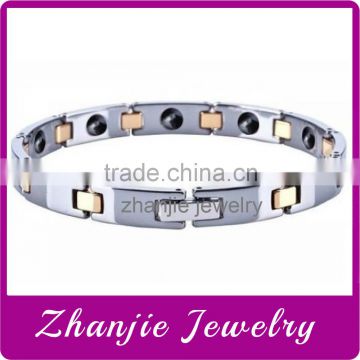 Wholesale Fashion Top Energy Jewelry 316L Stainless Steel Two Tone Tungsten Bio Magnetic Therapy Health Chains Link Bracelet