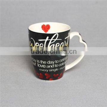 High quality bone china ceramic mugs with heart shape handle