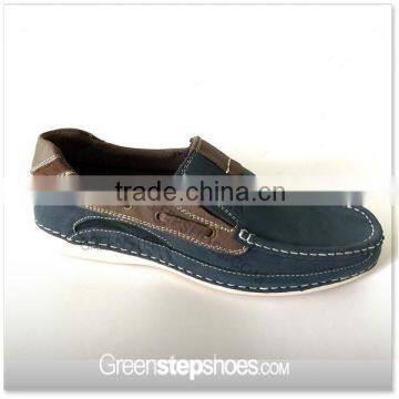 slip-on navy leather shoes for men