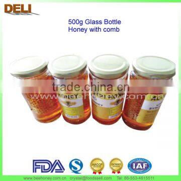 high quality glass bottle Comb Honey with bee wax