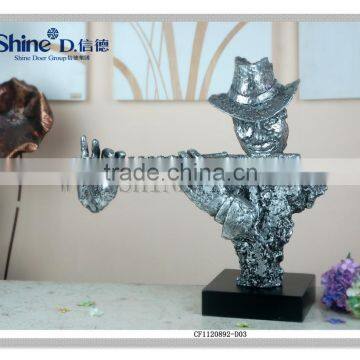 Musician flute Player Jazz silver Figurine Statue Art Deco