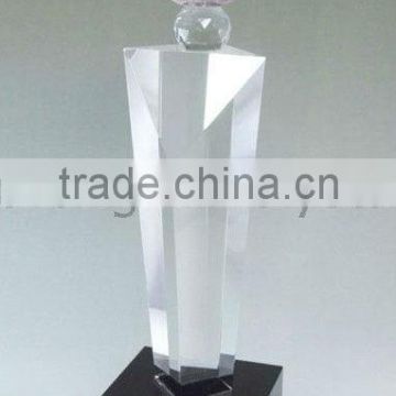 Personalized Clear Crystal Trophy With Black Base For Business Group Honor Awards