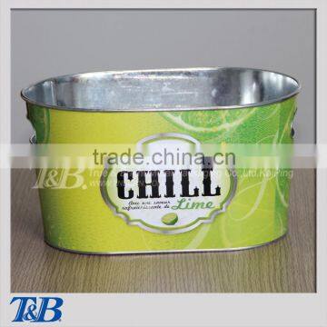 tin pail with metal logo