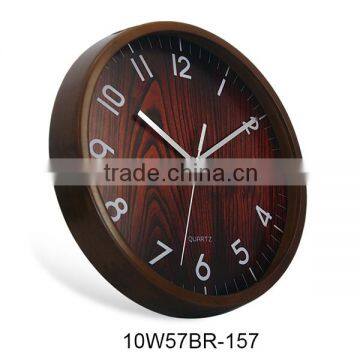 10 inch high quality wood wall clock quartz (10W57BR-157)