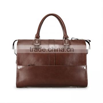 Classic-Style Brown Leather Satchel Briefcase, Tote Bag