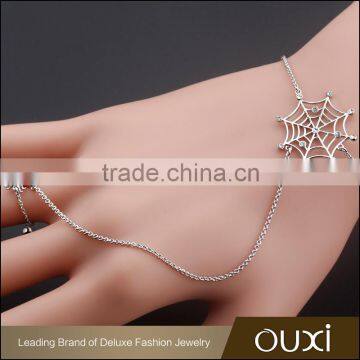 OUXI korean style 18k gold plated spider net ring and charm bracelet jewelry 30360