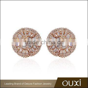 OUXI New designs wholesale small gold earrings made with AAA zircon