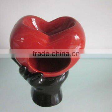 red ceramic heart oil burner