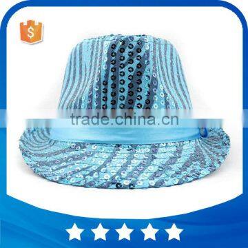 Fancy Personalized Blue Zebra Stripe Printing Birthday Glitter Caps Costome Mens Funny Women Fedora Party Shiny Sequins Hats