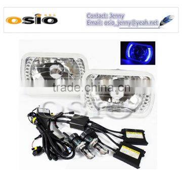 5 inch Square BMC CRYSTAL GLASS LED HALO RING 12V/24VAuto Halogen Semi Sealed Beam Auto Halogen Lamp Install H4 or HID