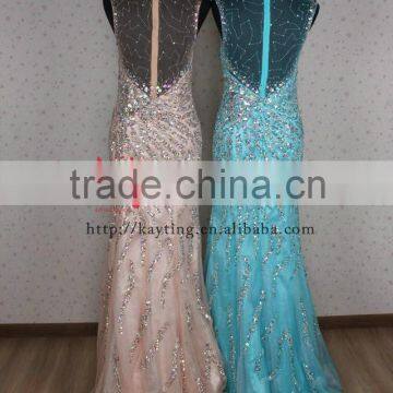Gorgeous Handmade Beaded Sleeveless Sexy Long Dubai Designers Wholesale Evening Dress photo-2