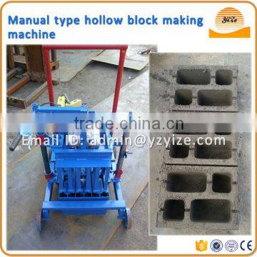 Portable cheap manual hollow block making machine with 2-4pcs per time