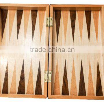 High Quality Classic Folding Backgammon with INLAID WOOD in WALNUT Carry Case