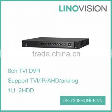 Promotion 8CH 1U 2HDD GigE Interface H.264+ DVR with 1080P Realtime , Support TVI/IP/AHD/analog