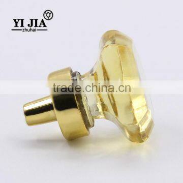 Yellow Gold Octagonal Cut Knob Clear Glass Cabinet Knob