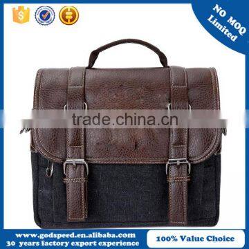 Durable handle leather canvas bag