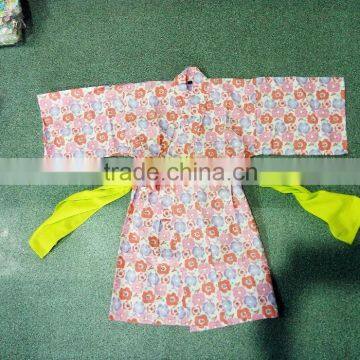 Japanese Summer 100%cotton Cute Kimono Kids Yukata Twinset Bath Robe Flower Customize Ethnic Costume Performance Wear photo-3