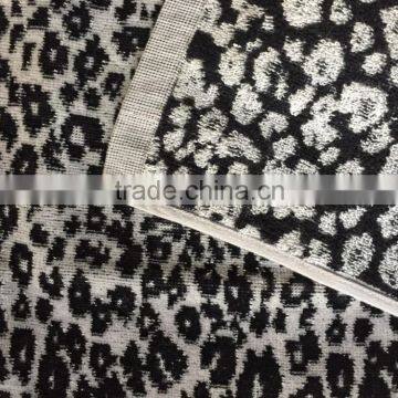 Grey 100% Cotton leopard bath towel