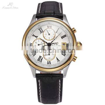 KS Leather Strap Analog Automatic Mechanical Men's Wrist Watch