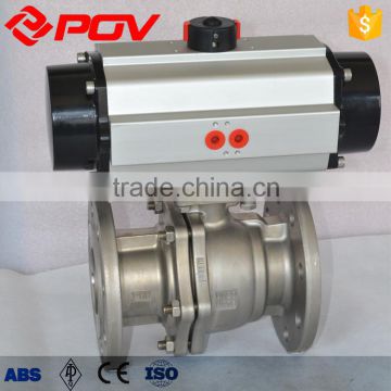 single acting ss316 flange pneumatic ball valve with positioner