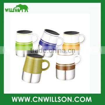 new item 450ml ceramic coffee mug with handle and lid