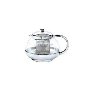 Heat resistant glass tea pot with stainless steel filter