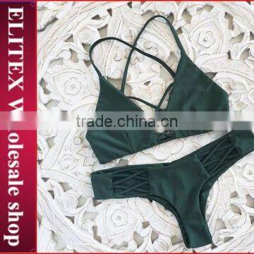 2017 Newest Golden Top Black High Waist Swimwear Girls BH134