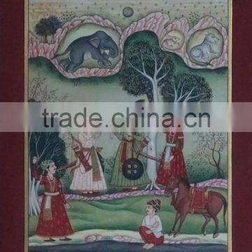 Vedic Holy man Hindu King Forest Yoga Music athenic Artwork miniature Painting INDIA Kangra school Pahari