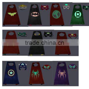 Quality Customized Luminous Logo Printing Glowing in Dark Superhero Capes and Mask