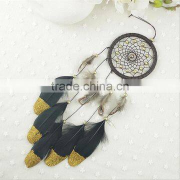 Promotional Christmas Gift Ornament Home Room Interior Decoration Accessories Handmade Traditional Black Leather Dream Catcher photo-3