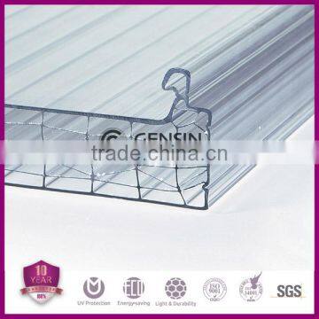 16mm/20mm/25mm Thicken Stadium Airport Roofing Building Material U-locking Multiwall Hollow Polycarbonate Sheets