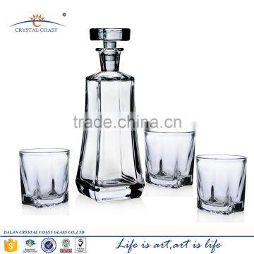 New arrive high quality glass wine decanter and whisky cup set, wine glass bottle set and glass wine bottle set