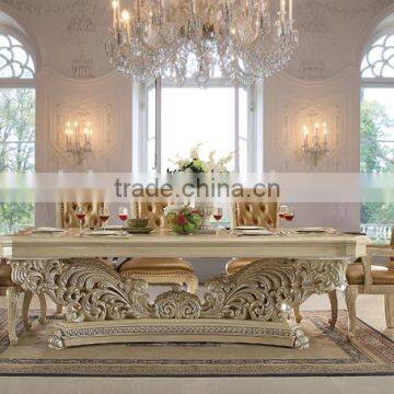 European Peacock Design Royal Rectangle Dining Table, Pure Hand Carved Upholstery Dining Chair And Furniture(MOQ=1 SET) photo-4