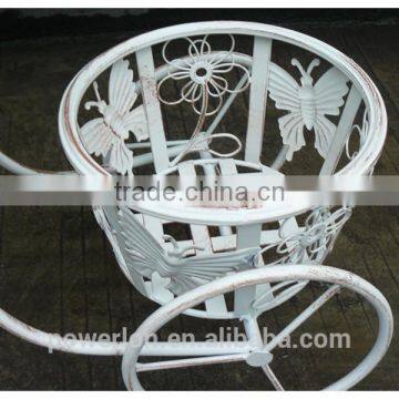 POWERLON Vintage Metal Bicycle Flower Plant Stand 3 Tier Pot Wrought Iron Outdoor Garden Furniture photo-5