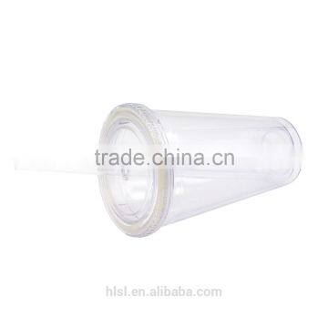 Wholesale Clear Plastic Disposable Straw Cup With Lid, IML Custom Logo Printed Cup With Straw photo-2