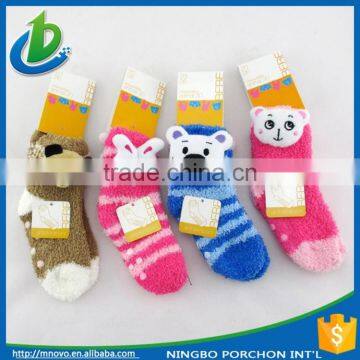 Wholesale Non-slip kids cartoon animal wholesale polyester socks