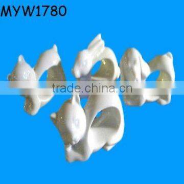 Custom White Cat Shaped Wedding Napkin Rings