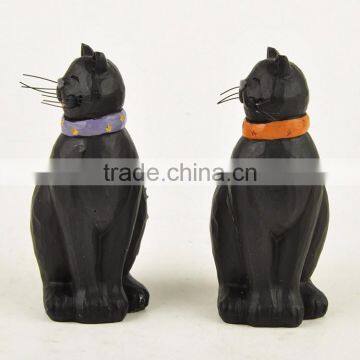 Custom Hand-painted Resin Halloween Black Cat Statue photo-5