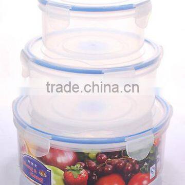 New round 3pcs microwave food storage box