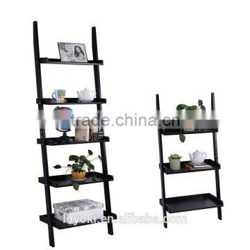 3&5 Tier Wooden Wall Rack Leaning Ladder Shelf Unit Bookcase Display photo-2