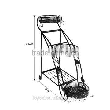 Garden Yard Decor Orgnized 3-Tiered 1-Rack Folded Plant Pots Tray Unit Metal Flower Stand photo-5