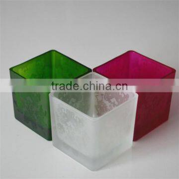 cheap square glass candleholder for wax