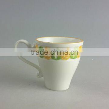 New Bone Embossed Rose Handpainted Mug photo-3