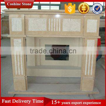 Indoor Used Artifical Fireplace Mantel, Beige Stone Fireplace