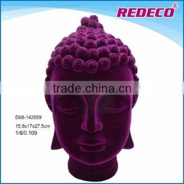 Resin flocked buddha head ornament