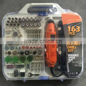 163pcs 135W Portable Hobby Mini Grinder Accessory Set with Flex Shaft Handheld Electric Rotary Drill Kit