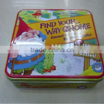 Metal Sqaure Puzzle Tin Box for Kids