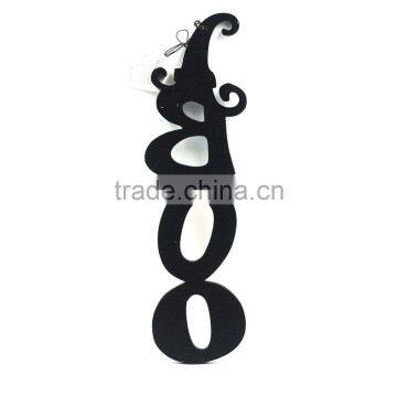 2017 Vintage Colorful BOO Hat Halloween Ghost Hand Carved Wooden Plaque photo-2